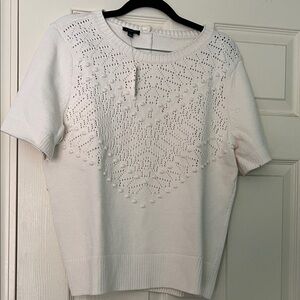 Talbots cream Short-Sleeve Pointelle Knit Sweater